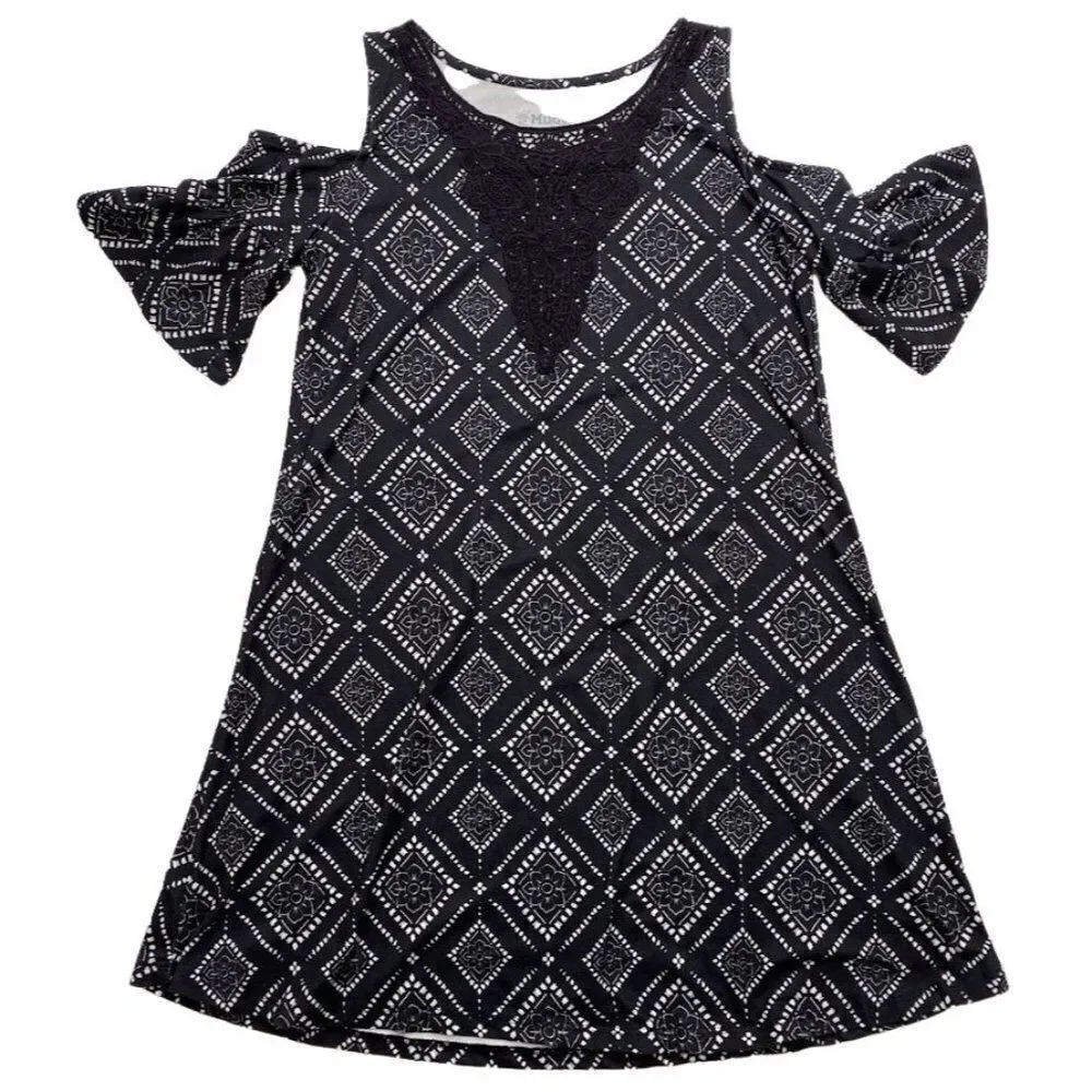 Lot of 2 Girls Black White Dresses Old Navy & Mudd 10 12‎